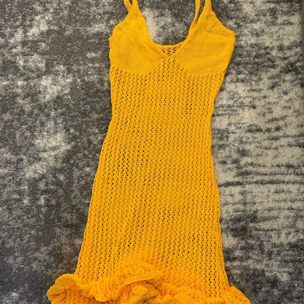 SHEIN Yellow Crochet Dress